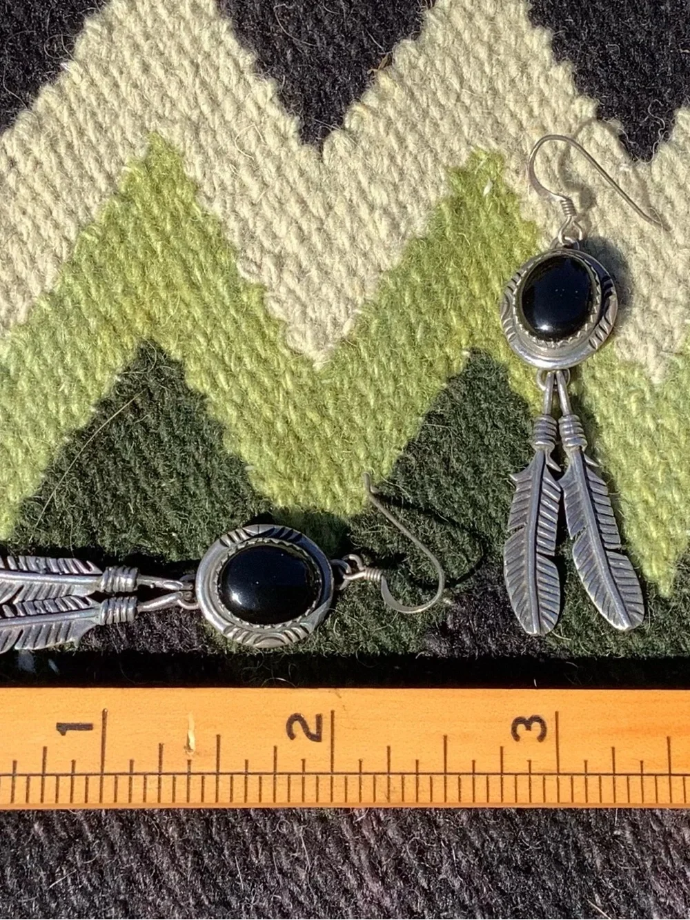 Onyx Sterling Feather Earrings